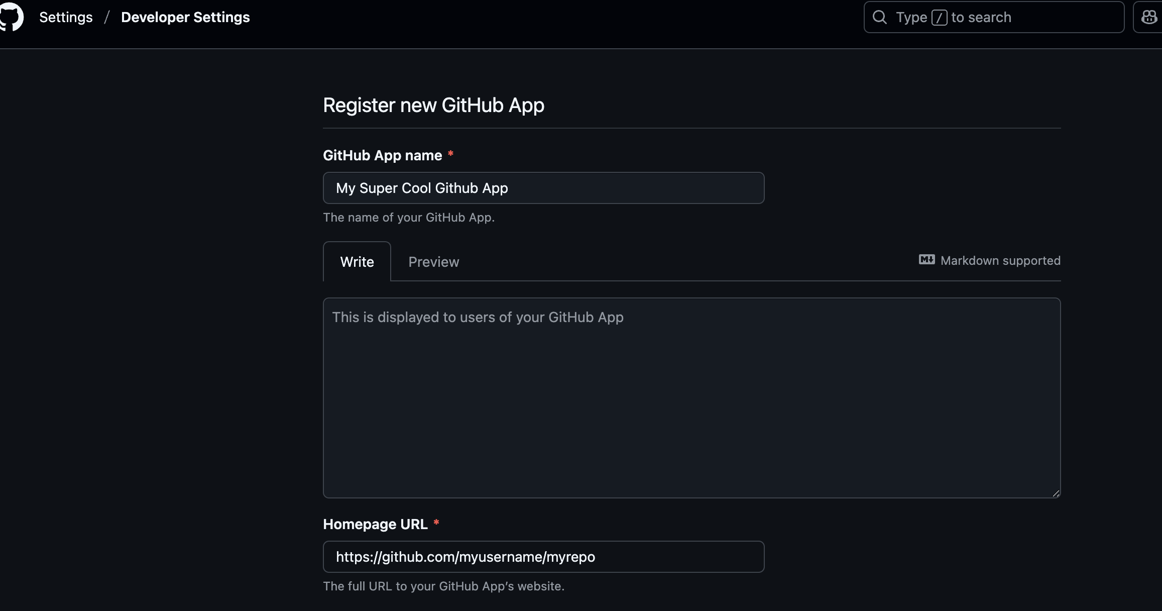 Register New GitHub App Form Register New GitHub App Form